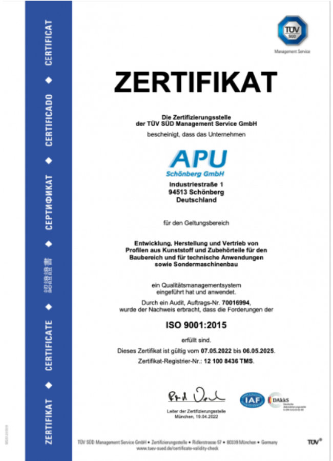 Certifikát APU, Schonberg, Bolta