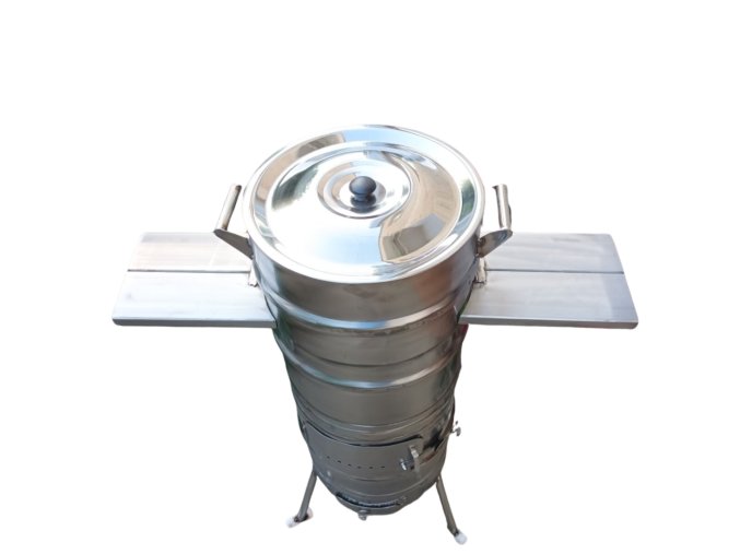 30 Liter Edelstahl-UTSCHAK MIT ABZUGS-ROHR und mit Gulaschkessel alle von chirurgischem Stahl