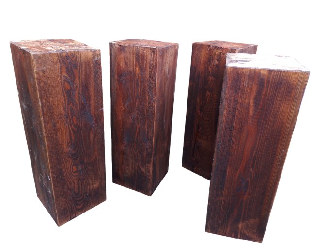 4 Stück Lärchenholzbalken für VIP-Hühnerställe. 20x20x60 cm, palisanderfarben