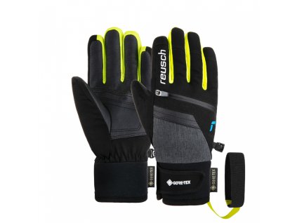 Juniorské lyžiarske rukavice Reusch Travis GORE-TEX Junior black/black melange /yellow