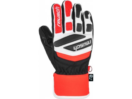 Lyžiarske rukavice Reusch Worldcup Warrior Prime R-Tex XT Jr. bk-wh-fluo red