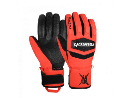 Lyžiarske rukavice Reusch Worldcup Warrior R-TEX XT Jr. black/fluo red