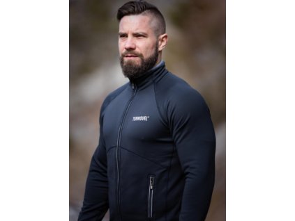 Pánska termo mikina flisová čierna šedá - termoprádlo Termovel Tomas black/grey
