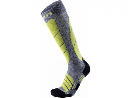 Pánské lyžiarske merino termo ponožky Ski Pro Race Socks grey melange/green lime