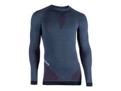 Pánske termo tričko s dlhým rukávom, merino termoprádlo UYN FUSYON Orion Blue/Bordeaux/Pearl Grey