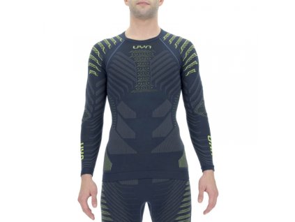Pánske termo tričko s dlhým rukávom round neck, termoprádlo UYN RESILYON dark blue/yellow