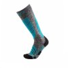 Dámské lyžiarske merino termo ponožky Ski Pro Race Socks Grey Melange/Turquoise
