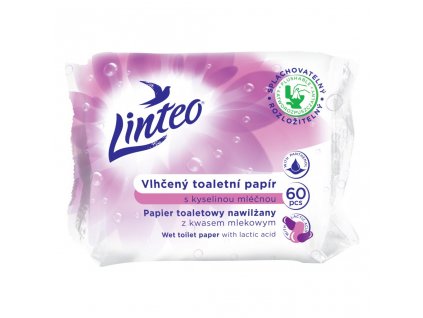 LINTEO - VLHČENÝ TOALETNÝ PAPIER S KYSELINOU MLIEČNOU (60 KS)