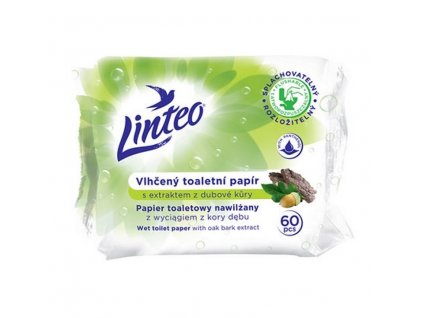 Linteo - nedvesített lehúzható wc papír tölgyfa kéreg kivonattal (60 db)