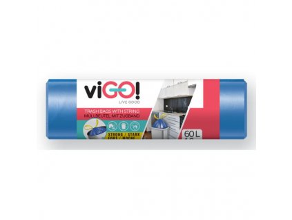 Vigo - szemetes zsák összehúzható fülekkeI kék 60l (10db)