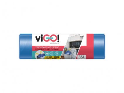 Vigo - szemetes zsák 50x60 cm összehúzható fülekkel kék 35l (15db)