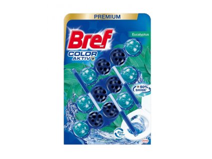 Bref Premium Color Aktiv - eukalyptový wc blok 3x50g modrá voda