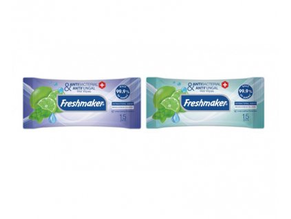 Freshmaker - antibakteriális nedves törlőkendő lime (15db)