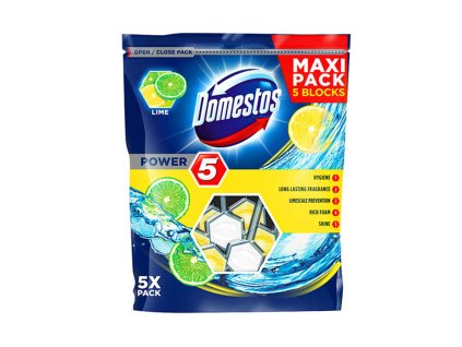 DOMESTOS  POWER 5 - TUHÝ WC BLOK LIME 5x55G