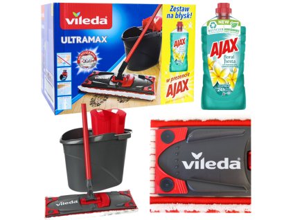 VILEDA ULTRAMAX 2IN1 MICROFIBRE SET (VEDRO + PLOCHÝ MOP + AJAX 1L)