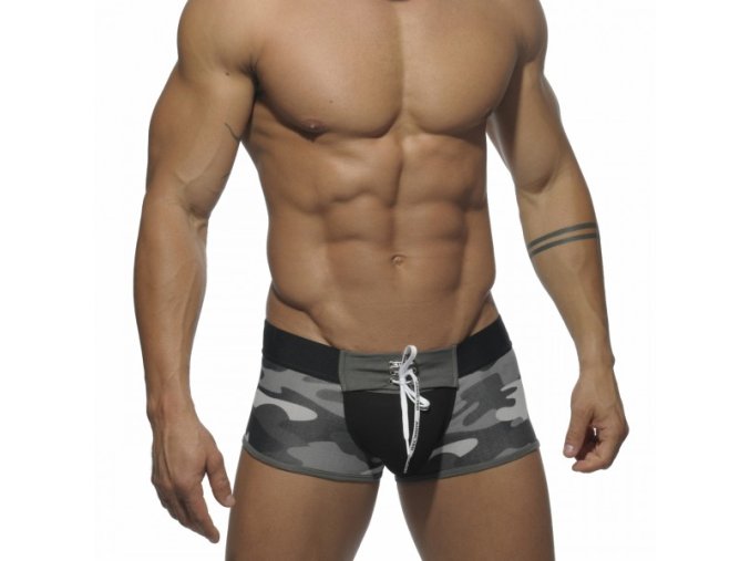 Pánské boxerky AD TIE-UP BOXER - kaki-šedé