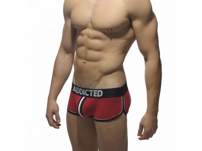 Pánské jockstrapy AD DOUBLE PIPING BOTTOMLESS BOXER - červené