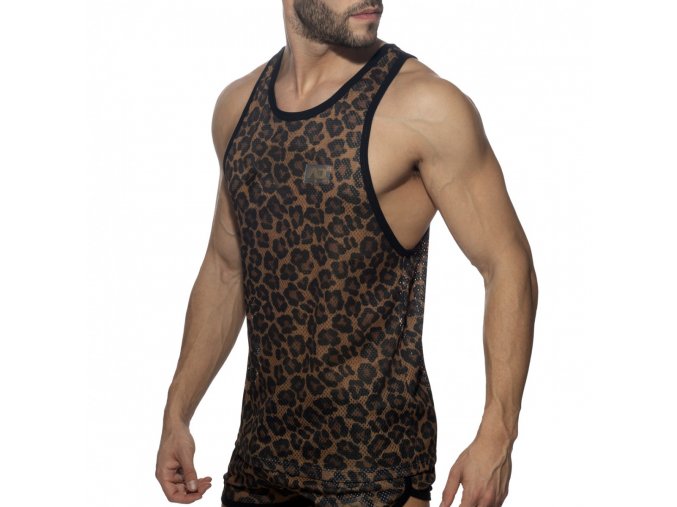 leopard mesh tank top