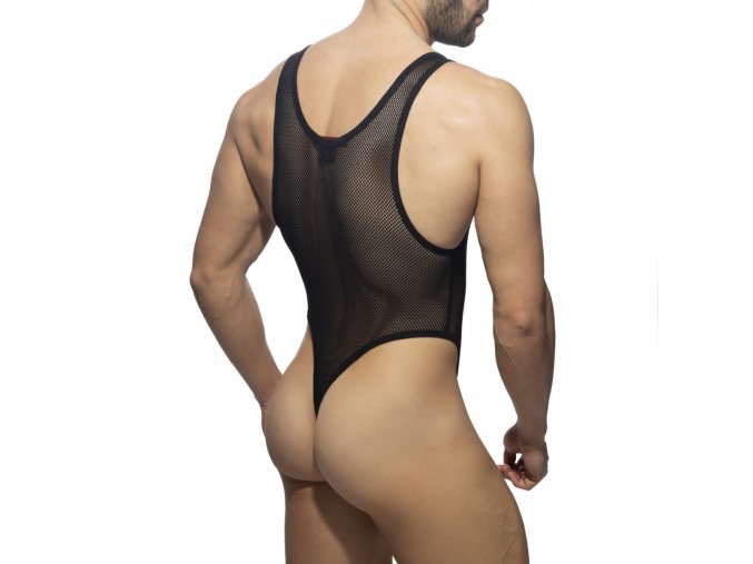 zip mesh bodysuit thong