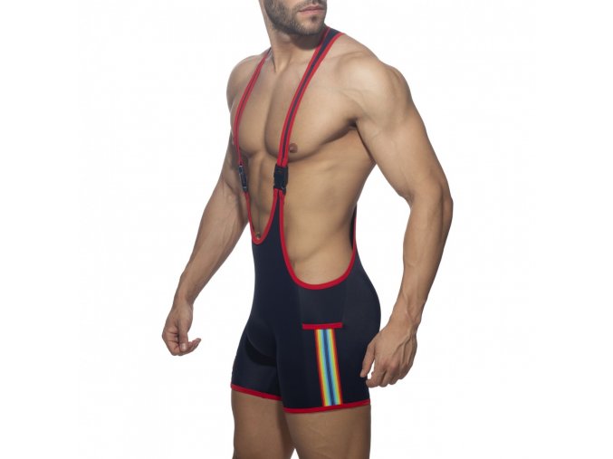 rainbow tape wrestling suit