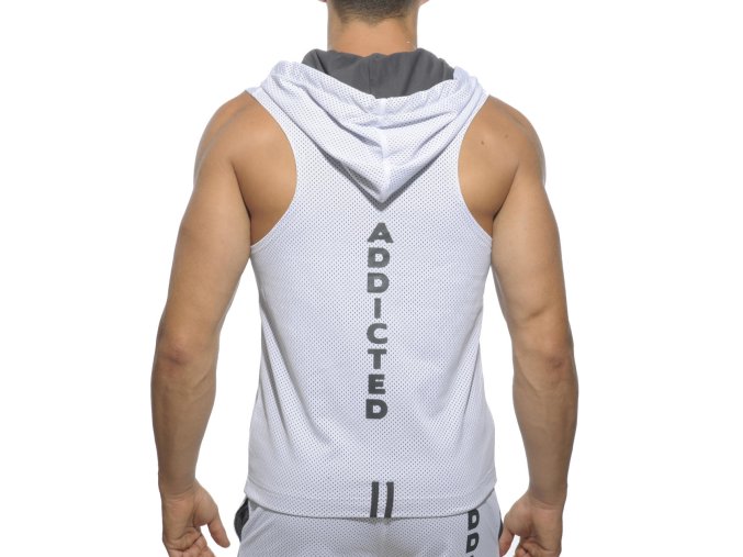 Pánská mikina AD SLEEVELESS LOOP-MESH HOODY - bílá