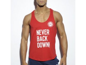 Pánský nátělník ES Collection NEVER BACK DOWN TANK TOP - červený