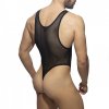 zip mesh bodysuit thong