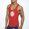 Pánský nátělník ES Collection NEVER BACK DOWN BADGE TANK TOP - červený