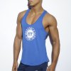 Pánský nátělník ES Collection NEVER BACK DOWN BADGE TANK TOP - modrý