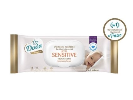 Dada vlhčené ubrousky 100% bavlna 64ks ultra sensitive