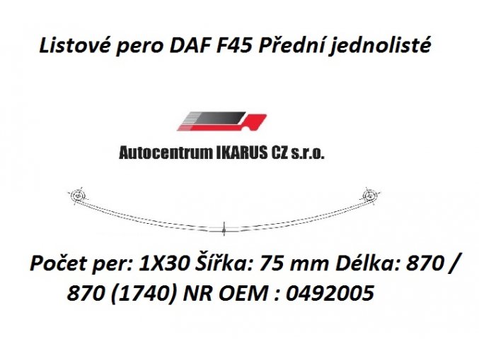 Listové pero DAF F45 Přední jednolisté