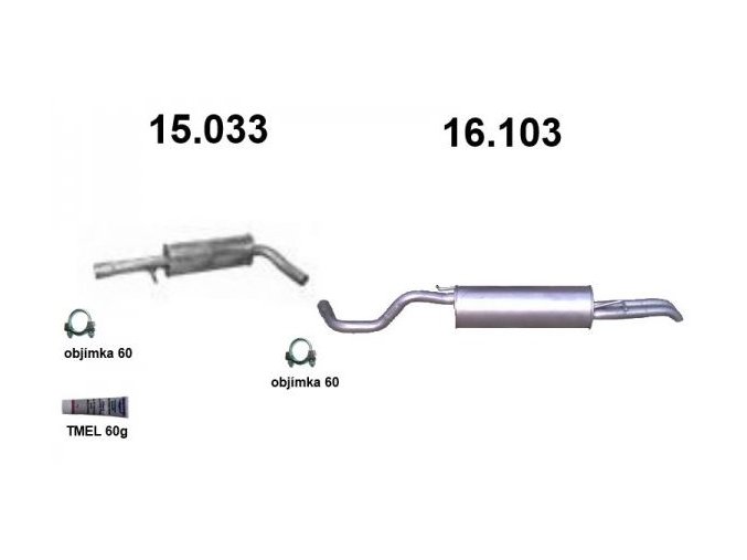 Výfuk ŠKODA OCTAVIA 1.8i Turbo-20V / TOLEDO / BORA / GOLF IV, montážní sada/kompletní