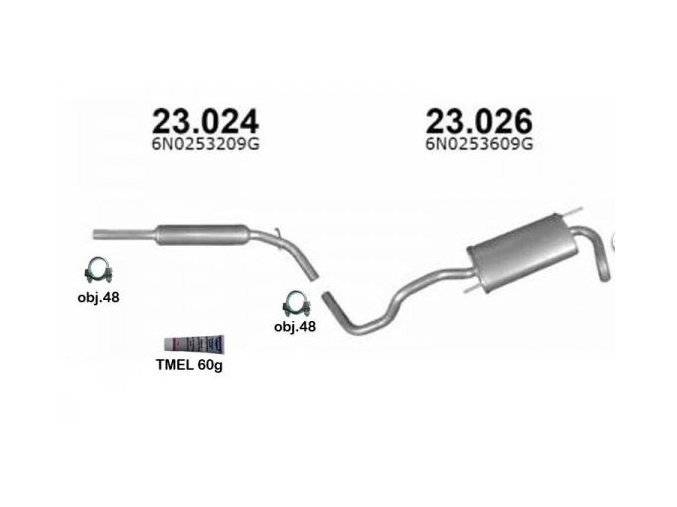 Výfuk VW POLO 1.0i / 1.3i / 1.4i, HATCHBACK, montážní sada/kompletní