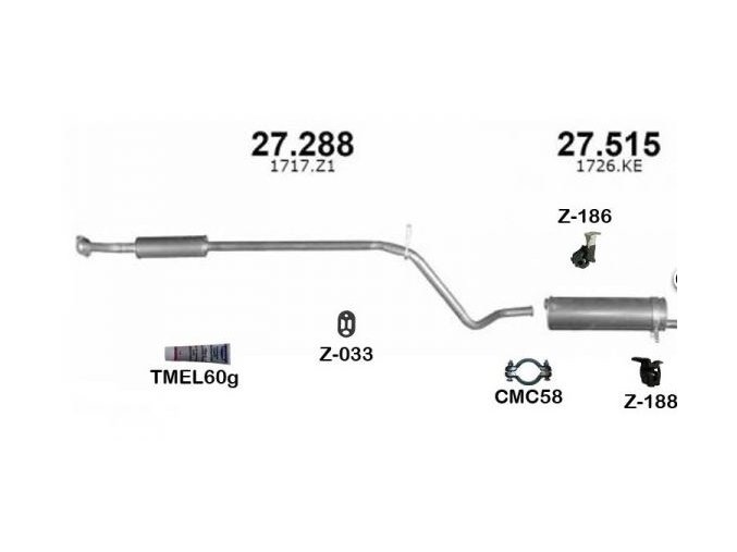 Výfuk PEUGEOT 307 / Citroen C4 HATCHBACK 1.6i-16V sada/komplet