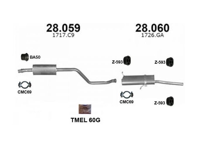 Výfuk CITROEN XSARA 1.4 / 1.6 / 1.8, (1997-1999), Kombi, sada/komplet