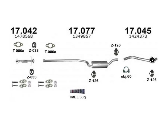 Výfuk FORD FOCUS 1.6TDCi HB / C-MAX, r.v. od 2004, sada/komplet