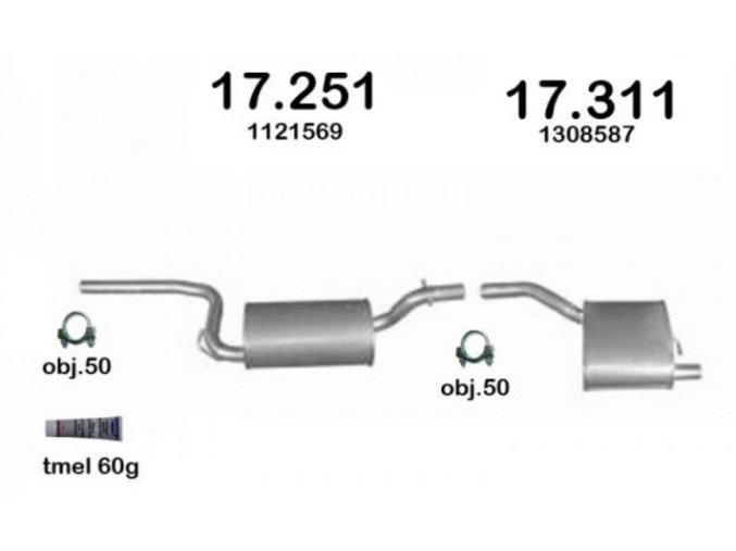 Výfuk FORD FOCUS 1.4i-16V Hb 98-04, sada/komplet