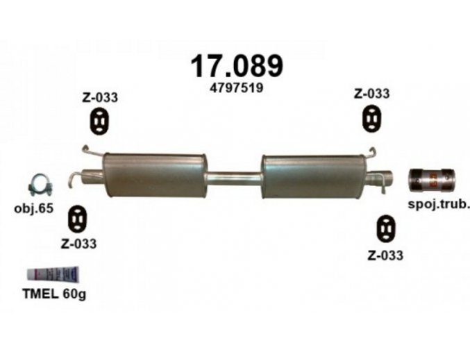 Výfuk FORD TRANSIT 2.4TD / TDi / TDCi, střední díl a montážní materiál