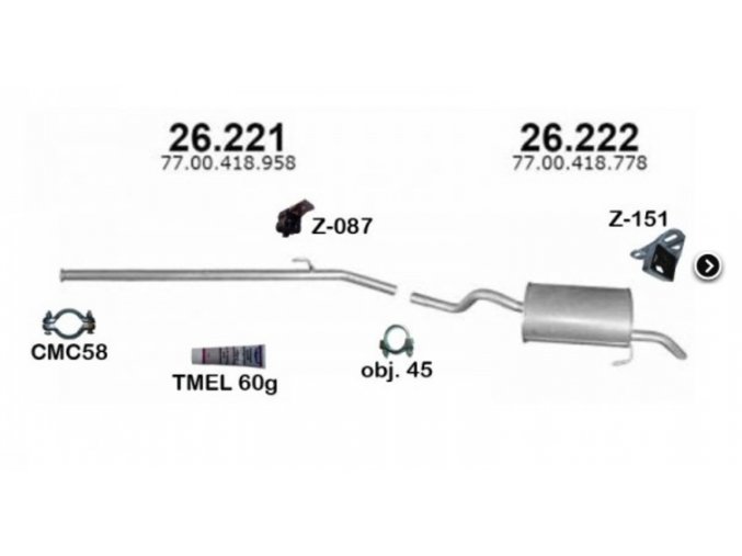 Výfuk RENAULT CLIO II 1.2i / 1.2i-16V sada/komplet