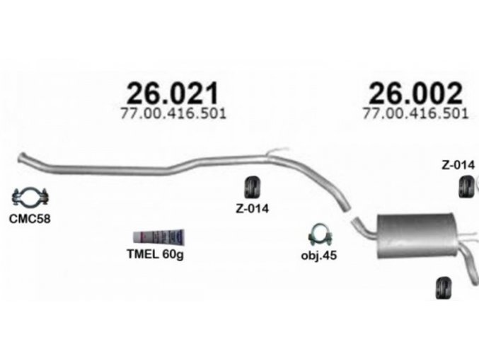 Výfuk RENAULT TWINGO (93-07), sada/komplet