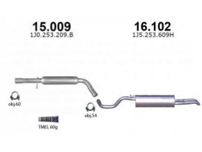 Výfuk ŠKODA OCTAVIA 1.8i-20V, 2.0i / TOLEDO / BORA / GOLF IV, montážní sada/kompletní