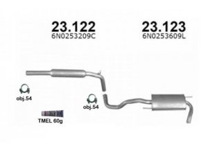 Výfuk VW POLO 1.9D HATCHBACK, montážní sada/kompletní