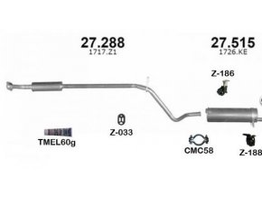 Výfuk PEUGEOT 307 / Citroen C4 HATCHBACK 1.6i-16V sada/komplet