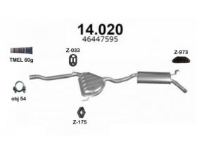 Výfuk FIAT BRAVA / BRAVO 1.4-12V, 1.9D, sada/komplet