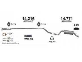 Výfuk FIAT PUNTO II 1.2-8V, 1999-2009, sada/komplet