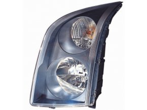 Světlomet levý VW CRAFTER 30-35 autobus H7/H7, černý rámeček, aut/man ovl.