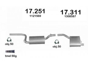 Výfuk FORD FOCUS 1.4i-16V Hb 98-04, sada/komplet