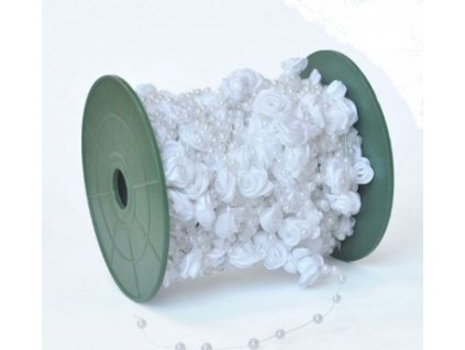DEKORAČNÍ ŘETĚZ RŮŽIČKY  „bílé“ 50cm - Vlasové doplňky 1ks