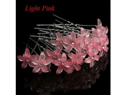 PINK PERLEŤOVÉ LÍSTKY ŠPIČATÉ S KAMÍNKEM - Vlasové doplňky 1ks