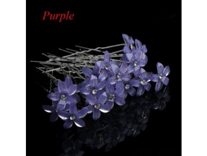 PURPLE PERLEŤOVÉ LÍSTKY ŠPIČATÉ S KAMÍNKEM - Vlasové doplňky 1ks